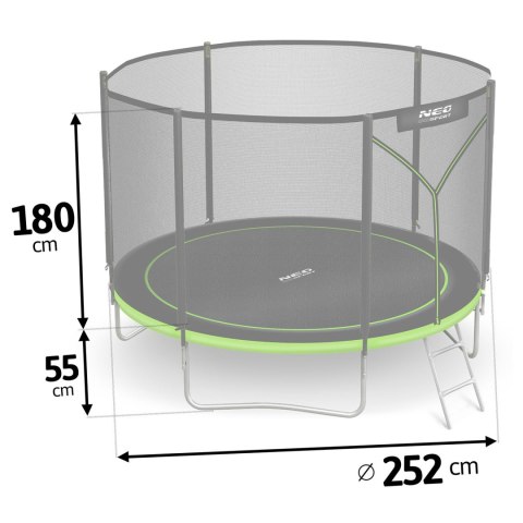 TRAMPOLINA OGRODOWA 8FT/252CM Z SIATKĄ ZEWNĘTRZNĄ I DRABINKĄ NEO-SPORT TRAMPOLINA OGRODOWA 8FT/252CM Z SIATKĄ ZEWNĘTRZNĄ I DRABINKĄ NEO-SPORT