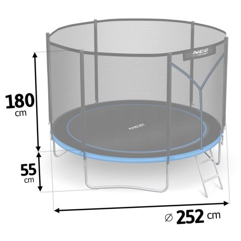 TRAMPOLINA OGRODOWA 8FT/252CM Z SIATKĄ ZEWNĘTRZNĄ I DRABINKĄ NEO-SPORT TRAMPOLINA OGRODOWA 8FT/252CM Z SIATKĄ ZEWNĘTRZNĄ I DRABINKĄ NEO-SPORT