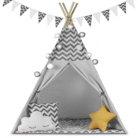 NAMIOT TIPI DLA DZIECI ZE ŚWIATEŁKAMI NUKIDO - SZARY NAMIOT TIPI DLA DZIECI ZE ŚWIATEŁKAMI NUKIDO - SZARY