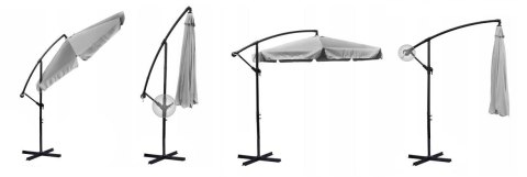 PARASOL OGRODOWY SKŁADANY 6 SEGMENTÓW SZARY 350CM PARASOL OGRODOWY SKŁADANY 6 SEGMENTÓW SZARY 350CM