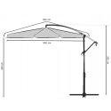 PARASOL OGRODOWY SKŁADANY 6 SEGMENTÓW SZARY 350CM