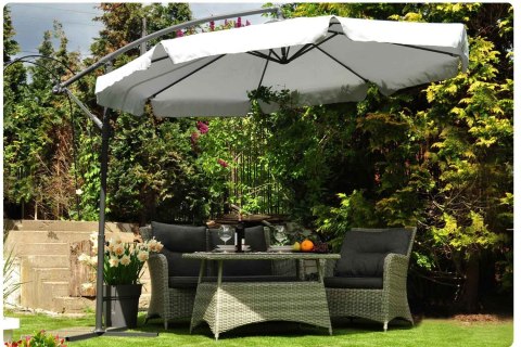 PARASOL OGRODOWY SKŁADANY 8 SEGMENTÓW SZARY 350CM PARASOL OGRODOWY SKŁADANY 8 SEGMENTÓW SZARY 350CM