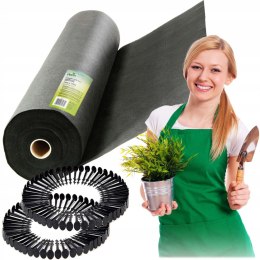 AGROWŁÓKNINA OGRODOWA 1,6 M X 100 M 90 G/M2 + 100 SZPILEK PLONOS - CZARNA