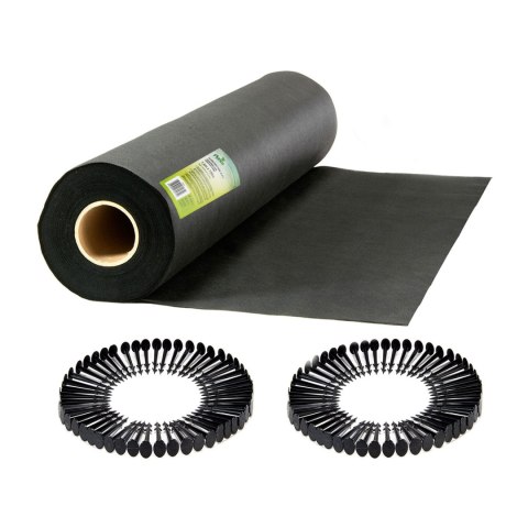 AGROWŁÓKNINA OGRODOWA 1,6 M X 100 M 90 G/M2 + 100 SZPILEK PLONOS - CZARNA AGROWŁÓKNINA OGRODOWA 1,6 M X 100 M 90 G/M2 + 100 SZPILEK PLONOS - CZARNA