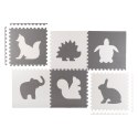 DUŻA MATA PIANKOWA, PUZZLE, ZWIERZĄTKA BIAŁE I SZARE 6 SZT
