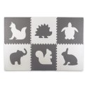 DUŻA MATA PIANKOWA, PUZZLE, ZWIERZĄTKA BIAŁE I SZARE 6 SZT