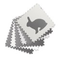 DUŻA MATA PIANKOWA, PUZZLE, ZWIERZĄTKA BIAŁE I SZARE 6 SZT