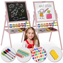 MAGNETYCZNA KREDOWA TABLICA OBROTOWA RICOKIDS - RÓŻOWA
