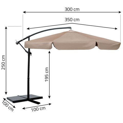 PARASOL OGRODOWY SKŁADANY 6 SEGMENTOWY 350 CM Z POKROWCEM PLONOS PL-880 PARASOL OGRODOWY SKŁADANY 6 SEGMENTOWY 350 CM Z POKROWCEM PLONOS PL-880