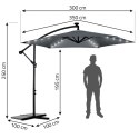 PARASOL OGRODOWY SKŁADANY 6 SEGMENTOWY 350 CM Z POKROWCEM I LAMPKAMI PLONOS PL-882