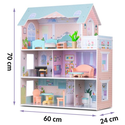 DUŻY DREWNIANY DOMEK DLA LALEK 3-PIĘTROWY RICOKIDS RK-878 DUŻY DREWNIANY DOMEK DLA LALEK 3-PIĘTROWY RICOKIDS RK-878