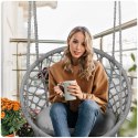 FOTEL OGRODOWY WISZĄCY HUŚTAWKA BOHO SZARY + PODUSZKA
