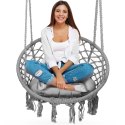 FOTEL OGRODOWY WISZĄCY HUŚTAWKA BOHO SZARY + PODUSZKA