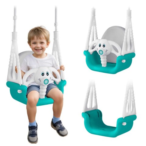 HUŚTAWKA KUBEŁKOWA SŁONIK 3W1 RICOKIDS TURKUSOWA HUŚTAWKA KUBEŁKOWA SŁONIK 3W1 RICOKIDS TURKUSOWA