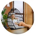 FOTEL OGRODOWY WISZĄCY LUISIANA CZARNY + SZARE PODUSZKI SOFOTEL