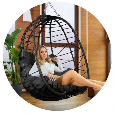 FOTEL OGRODOWY WISZĄCY TIHUANA CZARNY + CZARNE PODUSZKI SOFOTEL FOTEL OGRODOWY WISZĄCY TIHUANA CZARNY + CZARNE PODUSZKI SOFOTEL