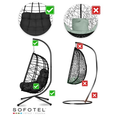 FOTEL OGRODOWY WISZĄCY TIHUANA CZARNY + CZARNE PODUSZKI SOFOTEL FOTEL OGRODOWY WISZĄCY TIHUANA CZARNY + CZARNE PODUSZKI SOFOTEL