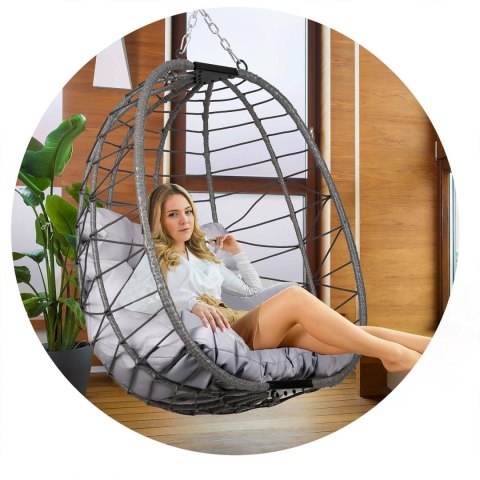 FOTEL OGRODOWY WISZĄCY TIHUANA SZARY + SZARE PODUSZKI SOFOTEL FOTEL OGRODOWY WISZĄCY TIHUANA SZARY + SZARE PODUSZKI SOFOTEL