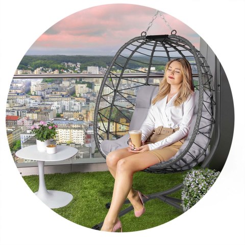 FOTEL OGRODOWY WISZĄCY TIHUANA SZARY + SZARE PODUSZKI SOFOTEL FOTEL OGRODOWY WISZĄCY TIHUANA SZARY + SZARE PODUSZKI SOFOTEL