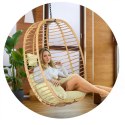 FOTEL OGRODOWY WISZĄCY TOSKANA CZARNY + BEŻOWE PODUSZKI SOFOTEL