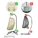 FOTEL OGRODOWY WISZĄCY TOSKANA CZARNY + BEŻOWE PODUSZKI SOFOTEL