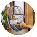 FOTEL OGRODOWY WISZĄCY TOSKANA CZARNY SZARE PODUSZKI SOFOTEL