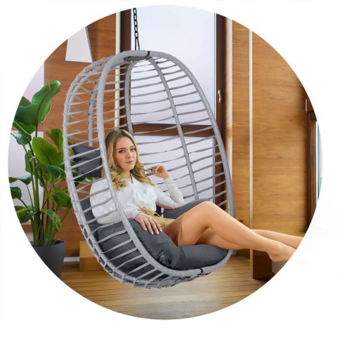FOTEL OGRODOWY WISZĄCY TOSKANA CZARNY SZARE PODUSZKI SOFOTEL FOTEL OGRODOWY WISZĄCY TOSKANA CZARNY SZARE PODUSZKI SOFOTEL