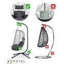 FOTEL OGRODOWY WISZĄCY TOSKANA CZARNY SZARE PODUSZKI SOFOTEL