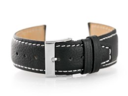 PASEK SKÓRZANY DO ZEGARKA W26 - PREMIUM - CZARNY/BIAŁE - 22MM