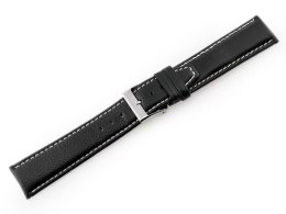 PASEK SKÓRZANY DO ZEGARKA W26 - PREMIUM - CZARNY/BIAŁE - 22MM