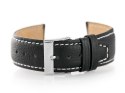 PASEK SKÓRZANY DO ZEGARKA W26 - PREMIUM - CZARNY/BIAŁE - 22MM