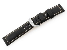 PASEK SKÓRZANY DO ZEGARKA W29 - CZARNY - 22MM