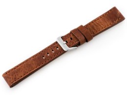 PASEK SKÓRZANY DO ZEGARKA W48 - PREMIUM - CIEMNOBRĄZOWY I - 20MM