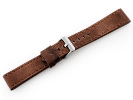 PASEK SKÓRZANY DO ZEGARKA W48 - PREMIUM - CIEMNOBRĄZOWY II - 20MM