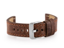 PASEK SKÓRZANY DO ZEGARKA W48 - PREMIUM - CIEMNOBRĄZOWY II - 24MM