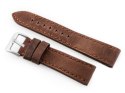PASEK SKÓRZANY DO ZEGARKA W48 - PREMIUM - CIEMNOBRĄZOWY II - 24MM