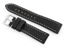 PASEK SKÓRZANY DO ZEGARKA W48 - PREMIUM - CZARNY/BIAŁE - 24MM