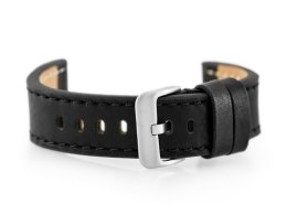 PASEK SKÓRZANY DO ZEGARKA W48 - PREMIUM - CZARNY/CZARNE - 22MM