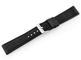 PASEK SKÓRZANY DO ZEGARKA W48 - PREMIUM - CZARNY/CZARNE - 22MM