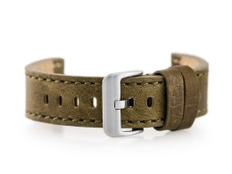 PASEK SKÓRZANY DO ZEGARKA W48 - PREMIUM - OLIWKOWY - 22MM