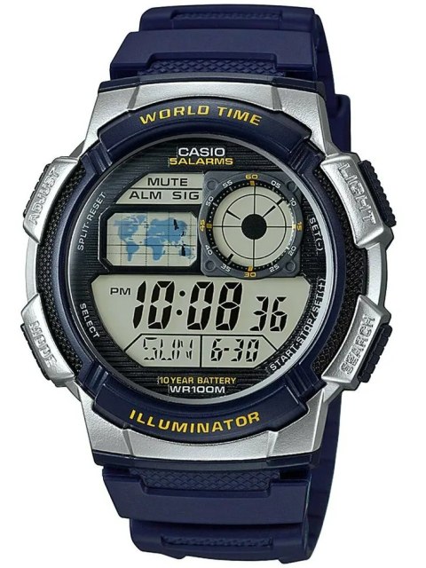 ZEGAREK MĘSKI CASIO AE-1000W 2AV (ZD073E) - WORLD TIME + BOX ZEGAREK MĘSKI CASIO AE-1000W 2AV (ZD073E) - WORLD TIME + BOX