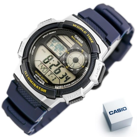ZEGAREK MĘSKI CASIO AE-1000W 2AV (ZD073E) - WORLD TIME + BOX ZEGAREK MĘSKI CASIO AE-1000W 2AV (ZD073E) - WORLD TIME + BOX