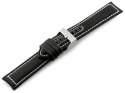 PASEK SKÓRZANY DO ZEGARKA W34 - PREMIUM - CZARNY/BIAŁE - 24MM