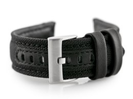 PASEK SKÓRZANY DO ZEGARKA W34 - PREMIUM - CZARNY/CZARNE - 24MM