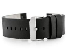 PASEK SKÓRZANY DO ZEGARKA W39 - CZARNY/BIAŁY 22MM