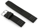 PASEK SKÓRZANY DO ZEGARKA W39 - CZARNY/BIAŁY 22MM