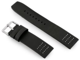 PASEK SKÓRZANY DO ZEGARKA W39 - CZARNY/BIAŁY 22MM
