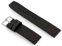 PASEK SKÓRZANY DO ZEGARKA W39 CZARNY/CZERWONY 20MM