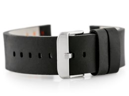 PASEK SKÓRZANY DO ZEGARKA W39 CZARNY/CZERWONY 22MM