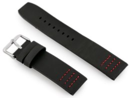 PASEK SKÓRZANY DO ZEGARKA W39 CZARNY/CZERWONY 22MM